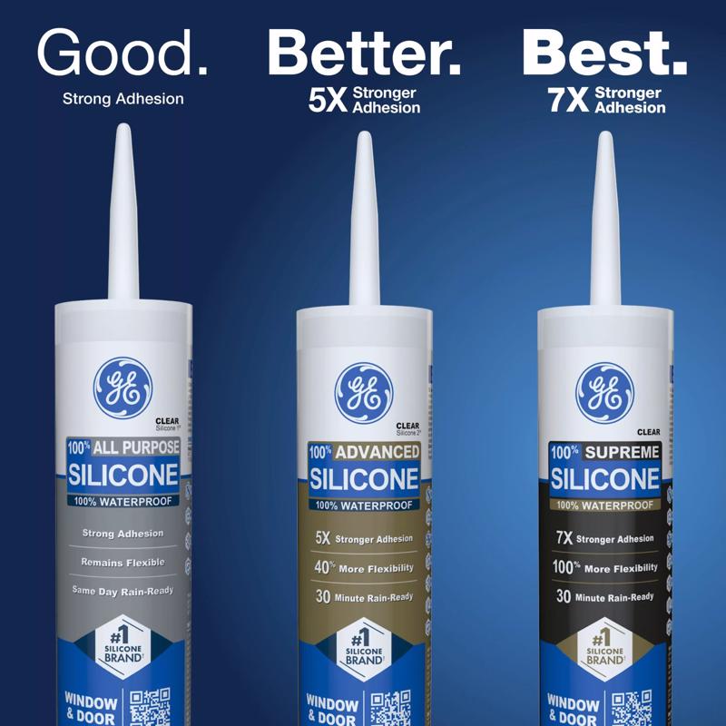 GE Advanced Clear Silicone 2 Window and Door Caulk Sealant 10.1 oz