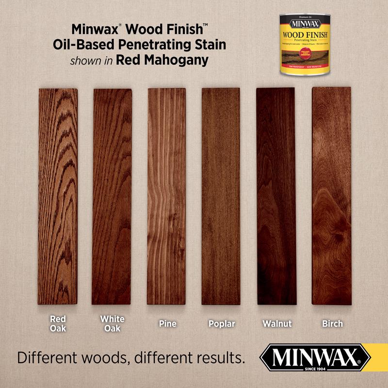 Minwax Wood Finish Semi-Transparent Red Mahogany Oil-Based Penetrating Wood Stain 0.5 pt