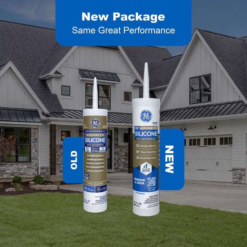GE Advanced Black Silicone 2 Window and Door Caulk Sealant 10.1 oz