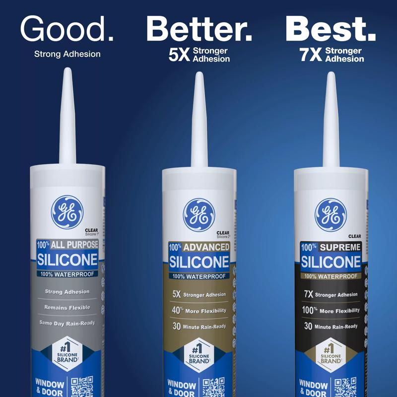 GE Advanced Black Silicone 2 Window and Door Caulk Sealant 10.1 oz