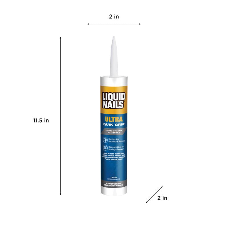 Liquid Nails Ultra Quick Grip Synthetic Elastomeric Polymer Construction Adhesive 10 oz
