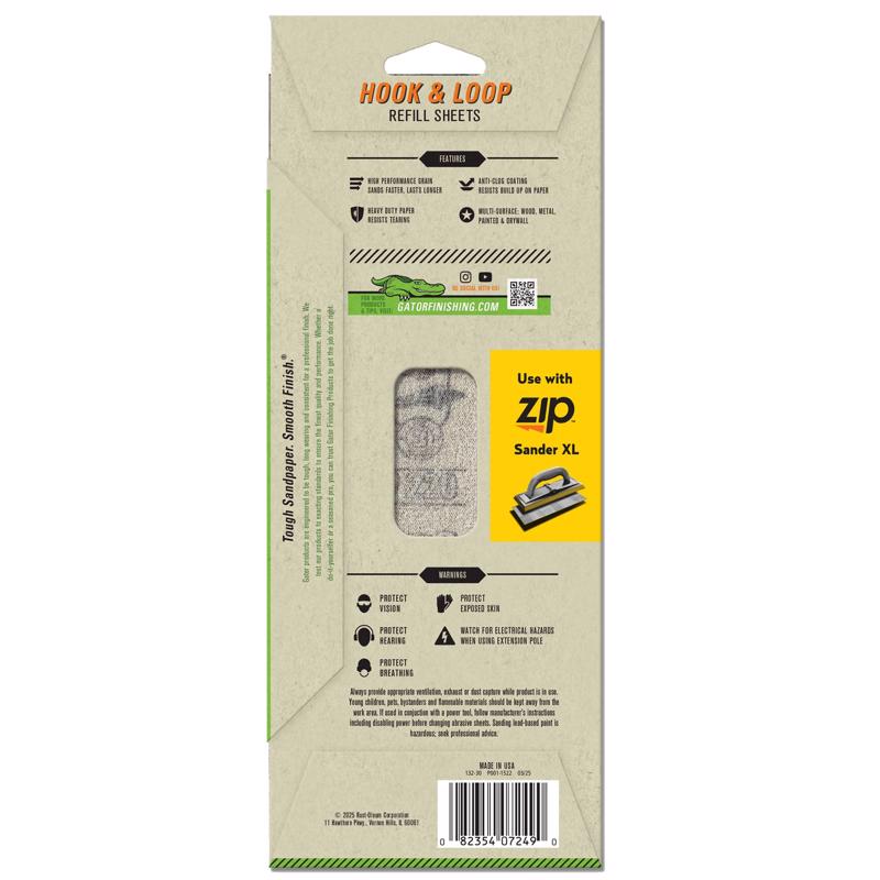Gator Zip XL 9-1/2 in. L X 3-1/2 in. W 220 Grit Aluminum Oxide Sanding Sheet 6 pk