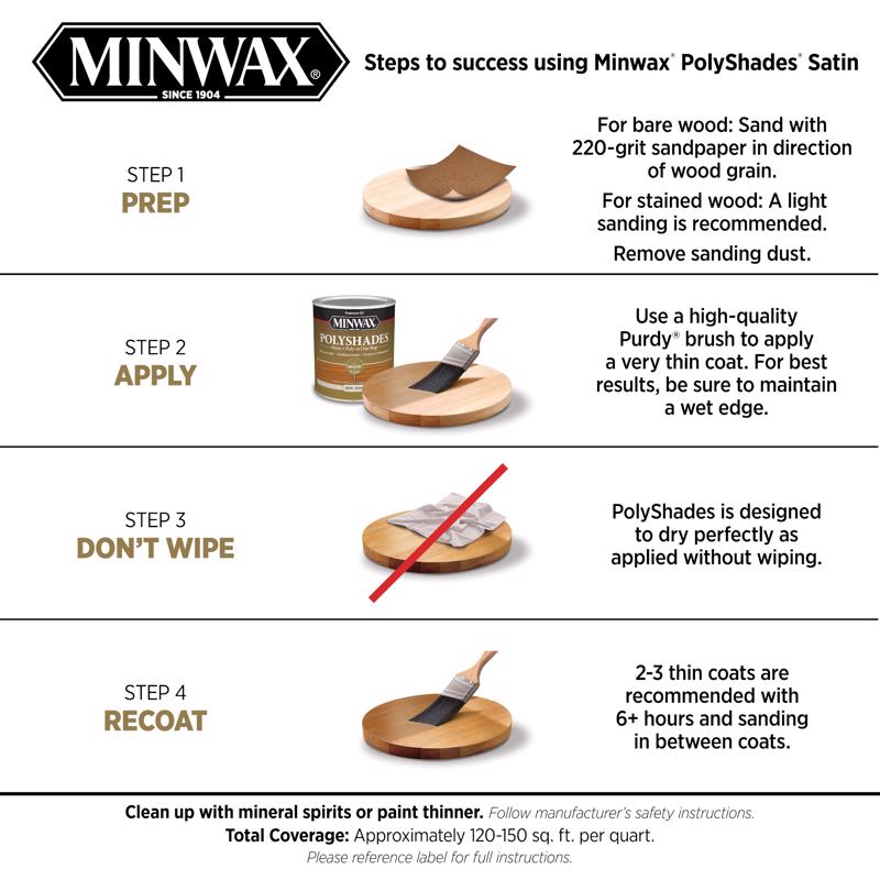 Minwax PolyShades Semi-Transparent Satin Mission Oak Oil-Based Stain/Polyurethane Finish 1 qt