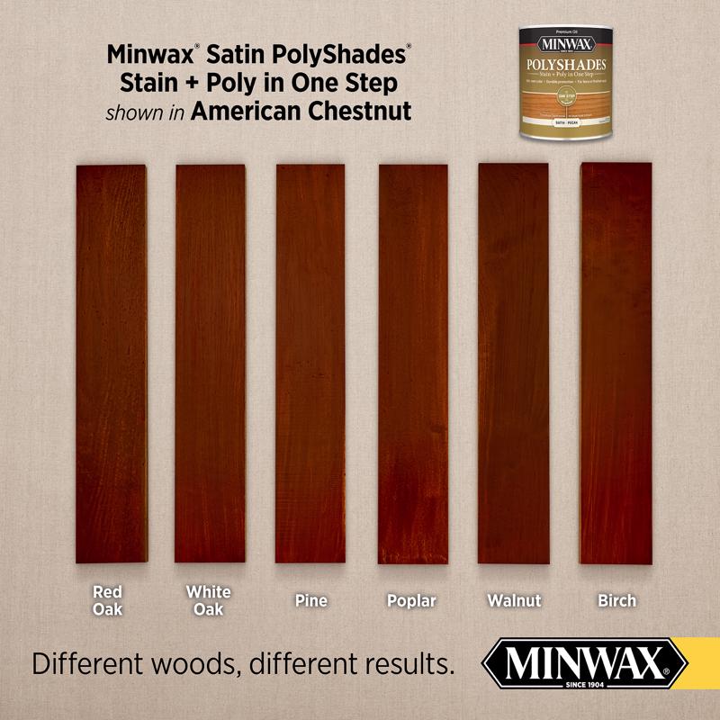 Minwax PolyShades Semi-Transparent Satin American Chestnut Oil-Based Stain/Polyurethane Finish 1 qt