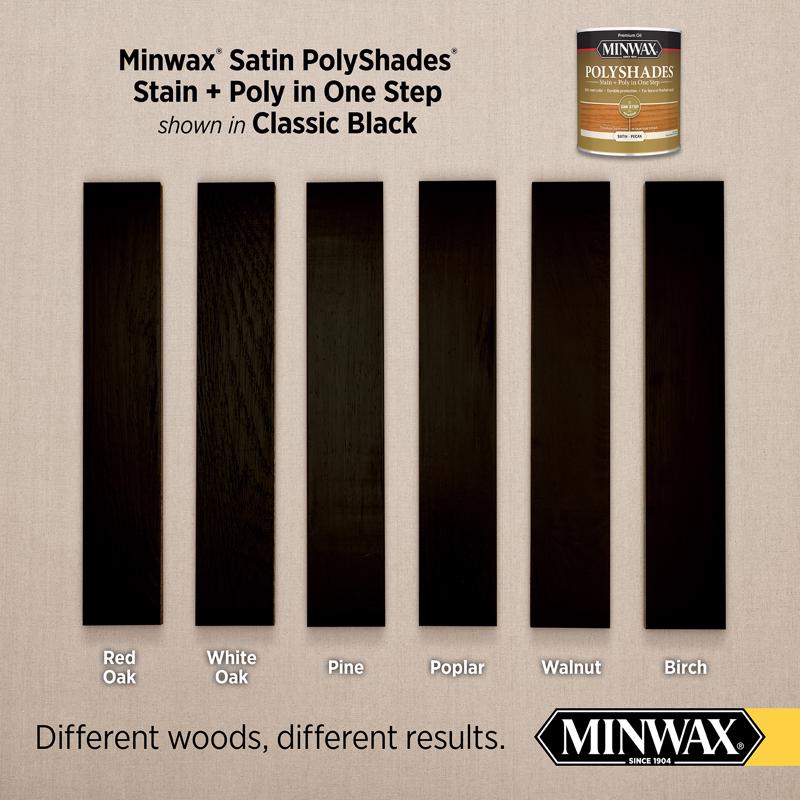 Minwax PolyShades Semi-Transparent Satin Classic Black Oil-Based Stain/Polyurethane Finish 1 qt
