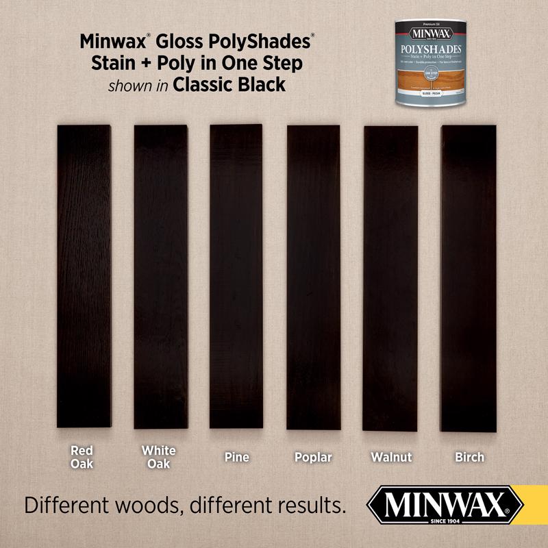 Minwax PolyShades Semi-Transparent Gloss Classic Black Oil-Based Stain/Polyurethane Finish 1 qt
