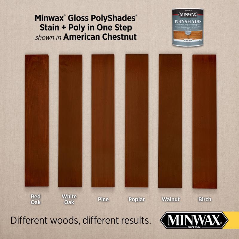 Minwax PolyShades Semi-Transparent Gloss American Chestnut Stain/Polyurethane Finish 0.5 pt