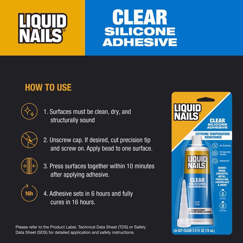 Liquid Nails Clear Small Projects High Strength Silicone Adhesive 2.5 oz
