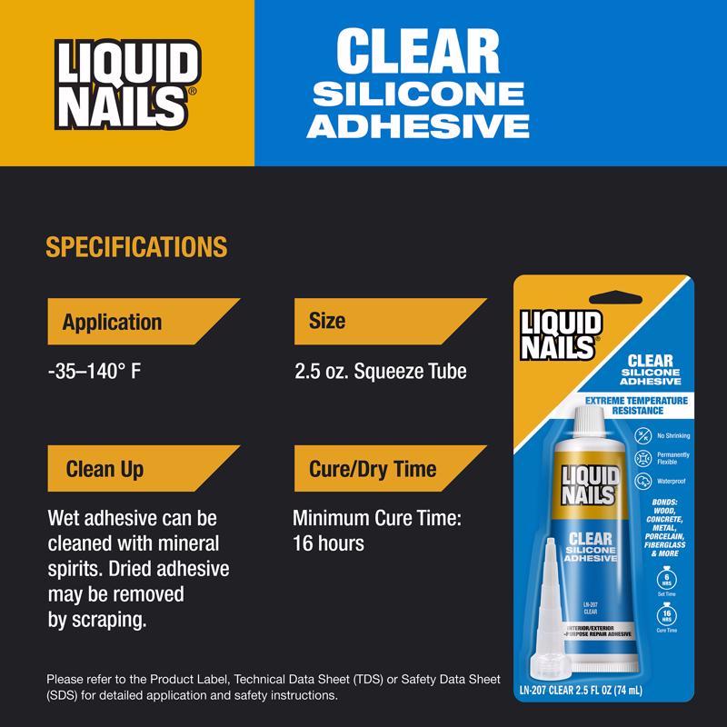 Liquid Nails Clear Small Projects High Strength Silicone Adhesive 2.5 oz