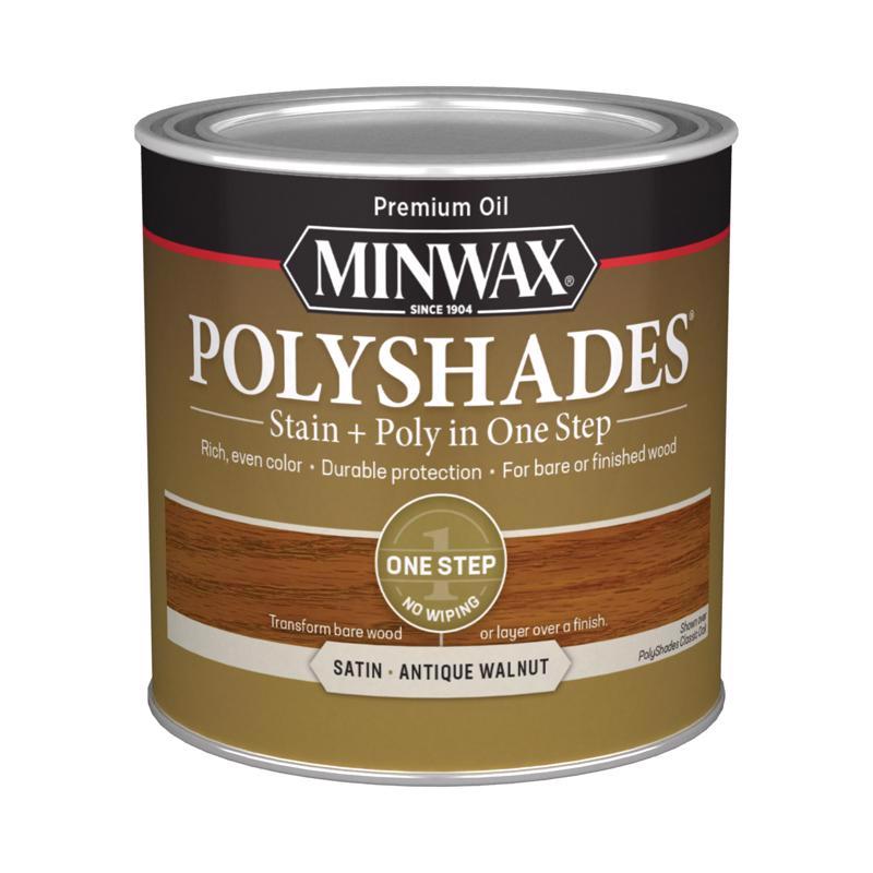 Minwax PolyShades Semi-Transparent Satin Antique Walnut Oil-Based Stain/Polyurethane Finish 0.5 pt