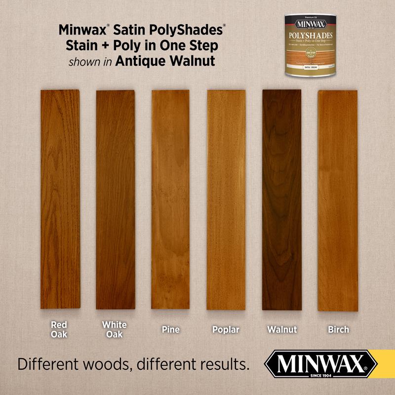 Minwax PolyShades Semi-Transparent Satin Antique Walnut Oil-Based Stain/Polyurethane Finish 0.5 pt