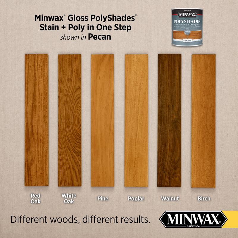 Minwax PolyShades Semi-Transparent Gloss Pecan Oil-Based Stain/Polyurethane Finish 1 qt
