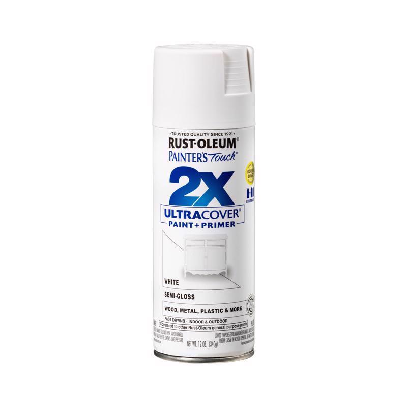 Rust-Oleum Painters Touch Ultra Cover Semi-Gloss White Spray Paint 12 oz