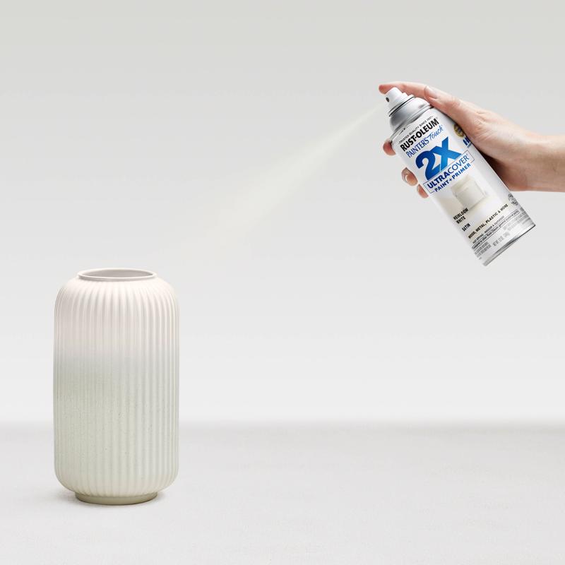 Rust-Oleum Painter's Touch 2X Ultra Cover Satin Heirloom White Paint+Primer Spray Paint 12 oz