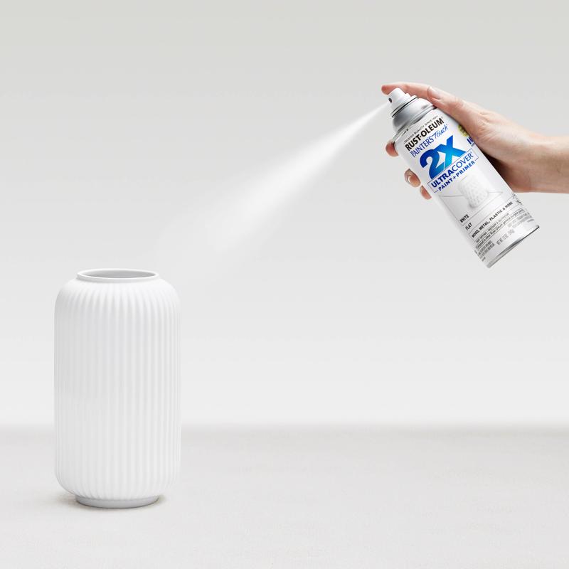 Rust-Oleum Painter's Touch 2X Ultra Cover Flat White Paint+Primer Spray Paint 12 oz