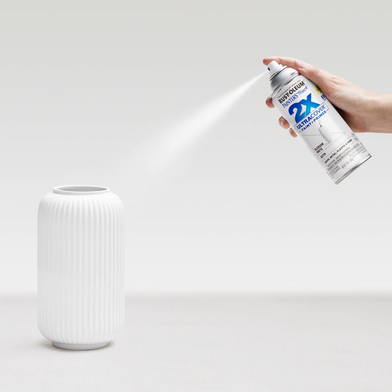 Rust-Oleum Painter's Touch 2X Ultra Cover Satin Blossom White Paint+Primer Spray Paint 12 oz