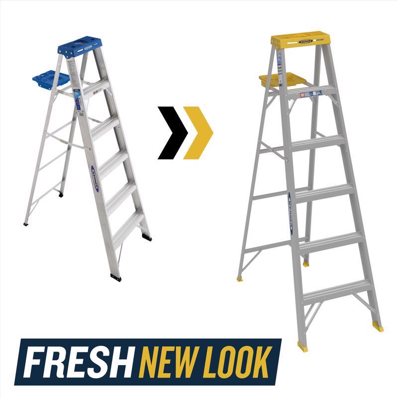 Werner 6 ft. H Aluminum Step Ladder Type I 250 lb. capacity