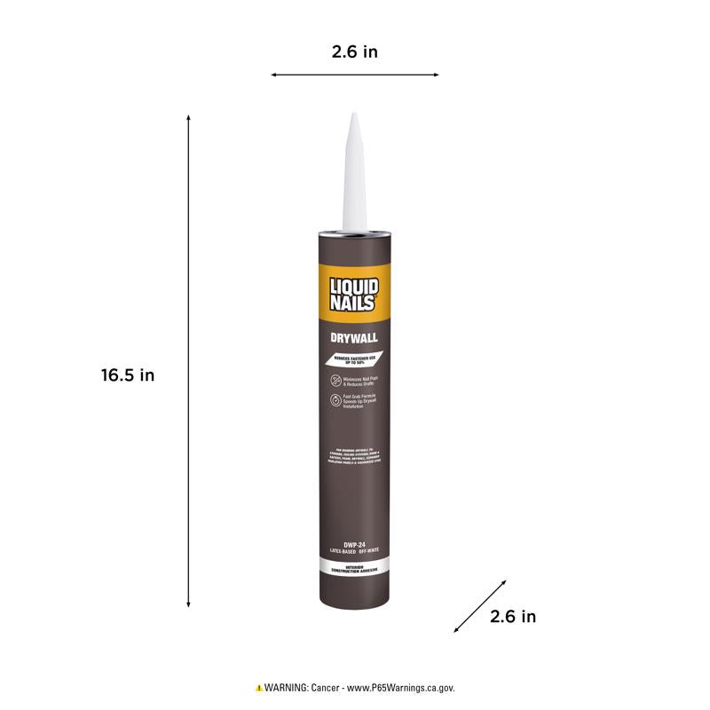 Liquid Nails DWP-24 Drywall Acrylic Latex Construction Adhesive 28 oz