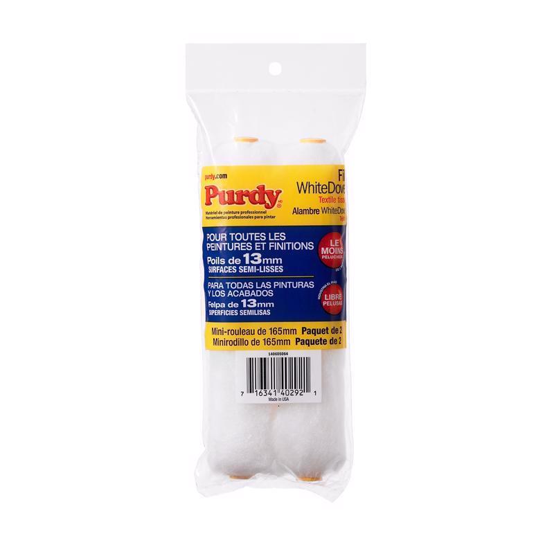 Purdy White Dove Woven Fabric 6.5 in. W X 1/2 in. Mini Paint Roller Cover 2 pk