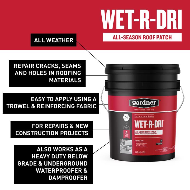 Gardner WET-R-DRI Gloss Black Patching Cement All-Weather Roof Cement 5 gal