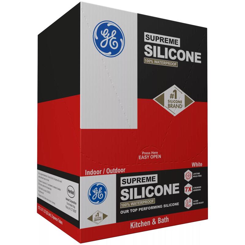 GE Supreme White Supreme Silicone Kitchen and Bath Caulk Sealant 2.8 oz
