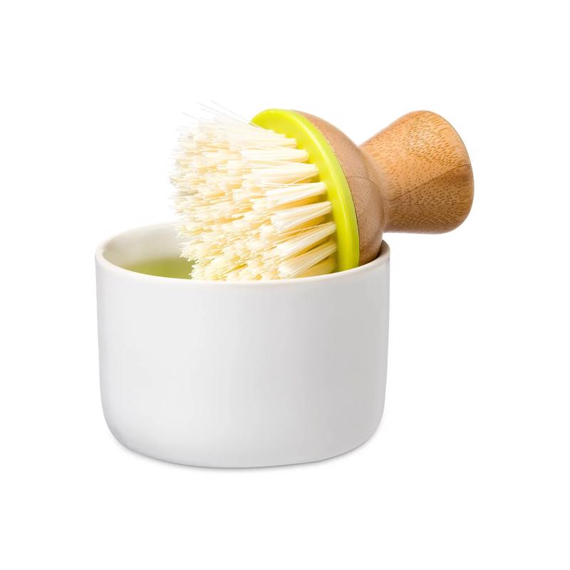 Full Circle Bubble Up 2.36 in. W Medium Bristle 4.92 in. Bamboo Handle Mini Brush Scrubber w/Holder