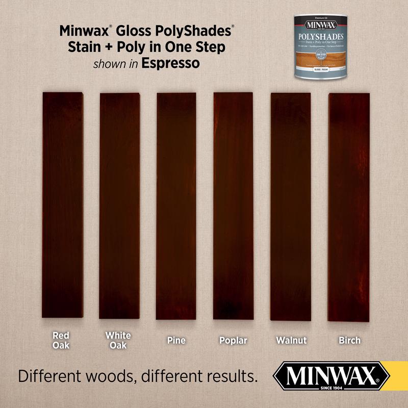 Minwax PolyShades Semi-Transparent Gloss Espresso Oil-Based Stain/Polyurethane Finish 0.5 pt