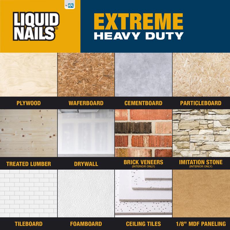 Liquid Nails Extreme Heavy Duty Acrylic Latex Construction Adhesive 10 oz