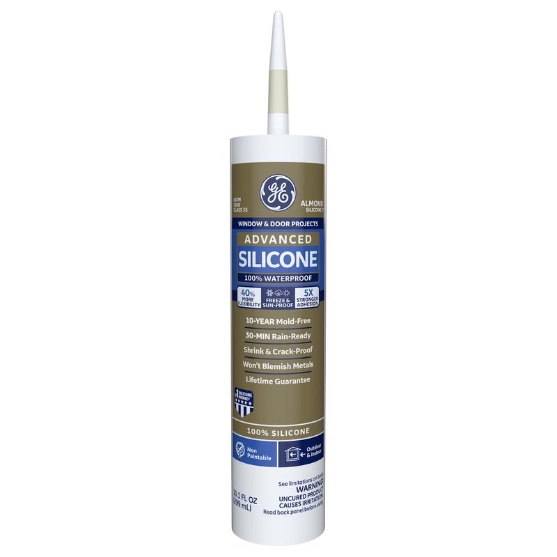 GE Advanced Almond Silicone 2 Window and Door Caulk Sealant 10.1 oz. - Total Qty: 12