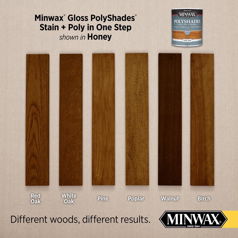 Minwax PolyShades Semi-Transparent Gloss Honey Oil-Based Stain/Polyurethane Finish 1 qt