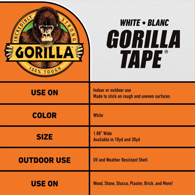 Gorilla 1.88 in. W X 10 yd L Tape White