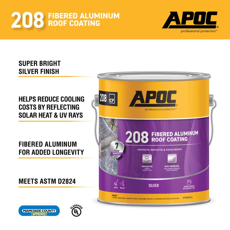 APOC High-Gloss Silver Fibered Aluminum Roof Coating 1 gal