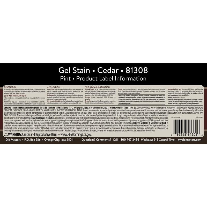 Old Masters Semi-Transparent Cedar Oil-Based Alkyd Gel Stain 1 pt