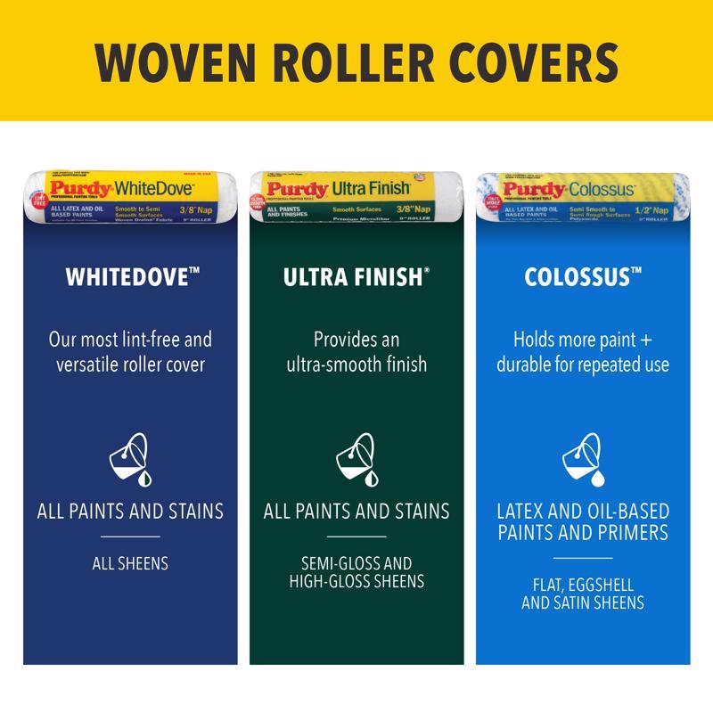 Purdy White Dove Woven Fabric 18 in. W X 1/2 in. Paint Roller Cover 1 pk