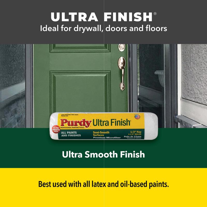 Purdy Ultra Finish Microfiber 9 in. W X 3/8 in. Regular Paint Roller Cover 3 pk
