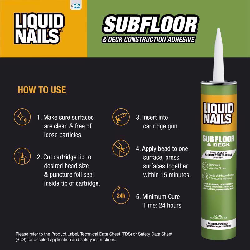 Liquid Nails Subfloor & Deck Synthetic Rubber Construction Adhesive 10 oz