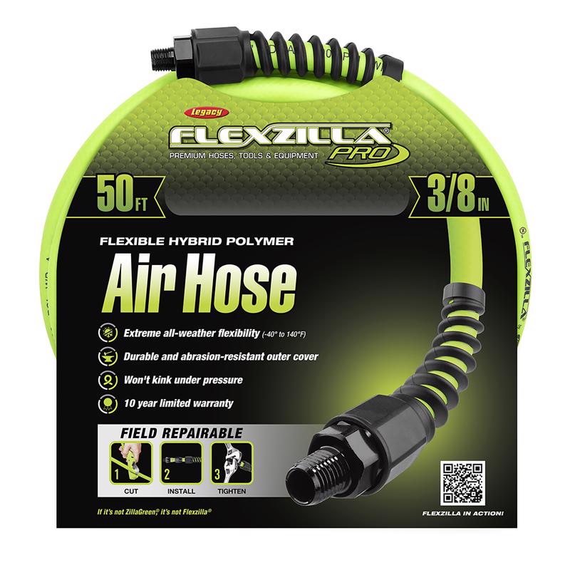 Flexzilla Pro 50 ft. L X 3/8 in. D Hybrid Polymer Air Hose 300 psi Zilla Green