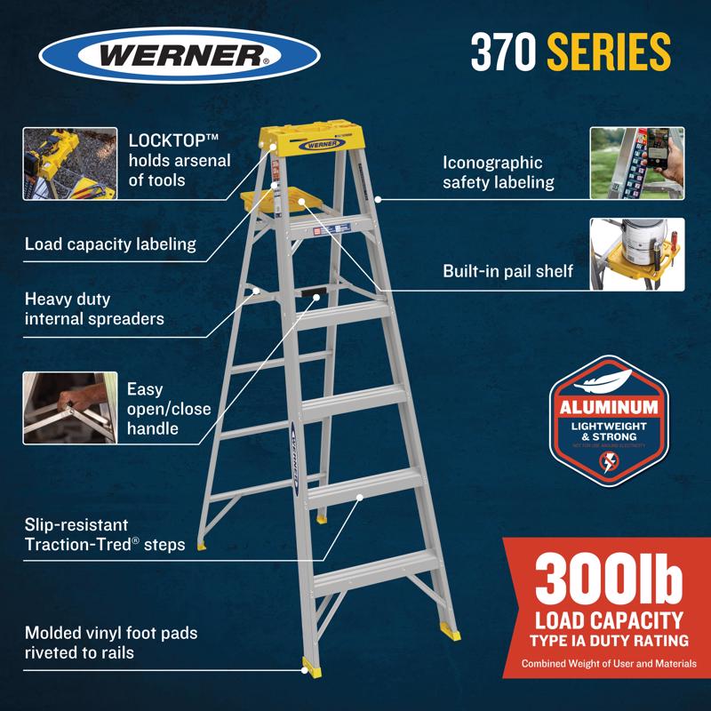Werner 3 ft. H Aluminum Step Ladder Type IA 300 lb. capacity