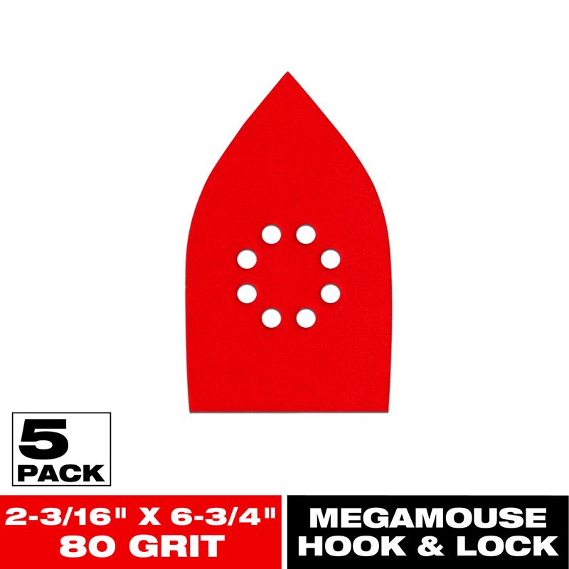 Diablo MegaMouse 4-3/16 in. Aluminum Oxide Hook and Lock Sanding Sheets 80 Grit Coarse 5 pk