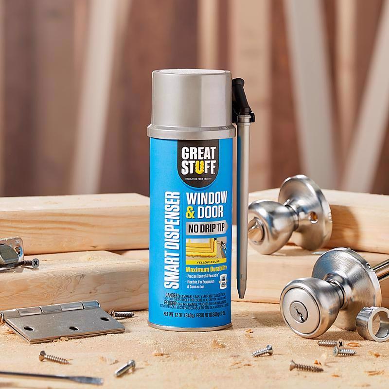 Great Stuff Smart Dispenser Yellow Polyurethane Insulating Foam Sealant 12 oz