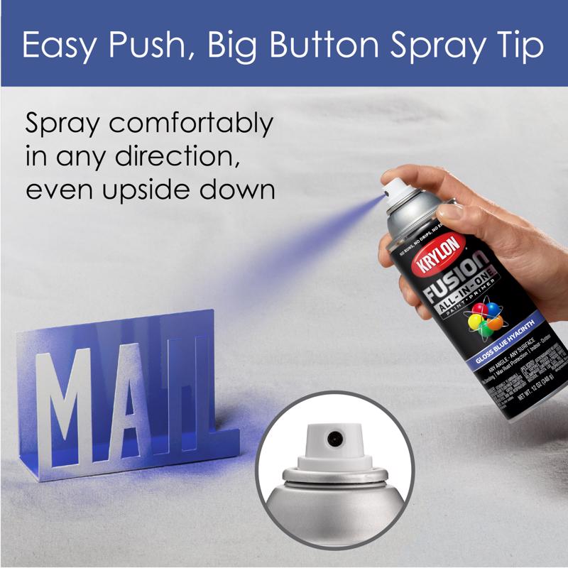 Krylon Fusion All-In-One Gloss Blue Hyacinth Paint+Primer Spray Paint 12 oz