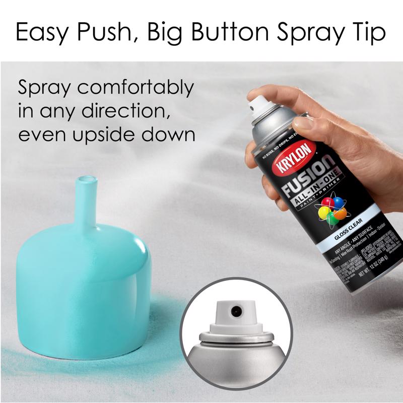 Krylon Fusion All-In-One Gloss Clear Paint+Primer Spray Paint 12 oz