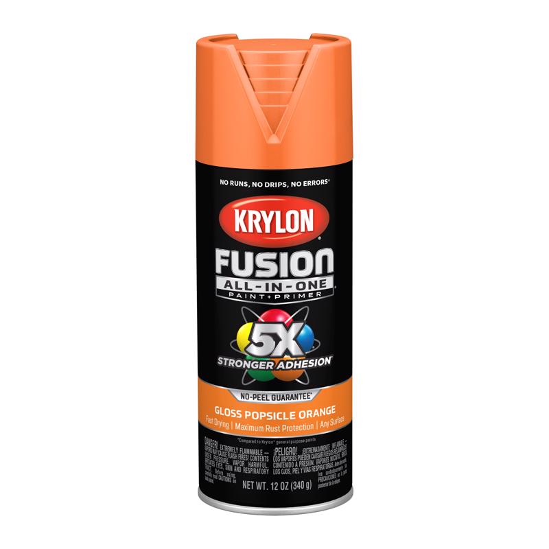 Krylon Fusion All-In-One Gloss Popsicle Orange Paint+Primer Spray Paint 12 oz
