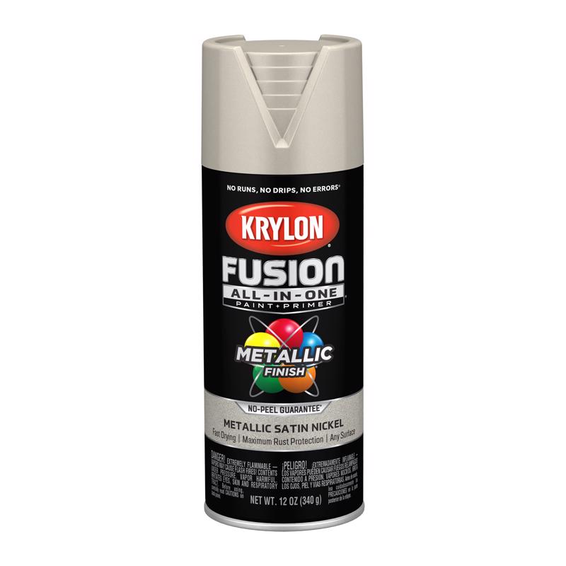 Krylon Fusion All-In-One Metallic Satin Nickel Paint+Primer Spray Paint 12 oz