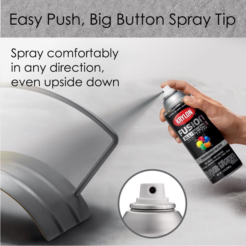 Krylon Fusion All-In-One Hammered Silver Paint+Primer Spray Paint 12 oz
