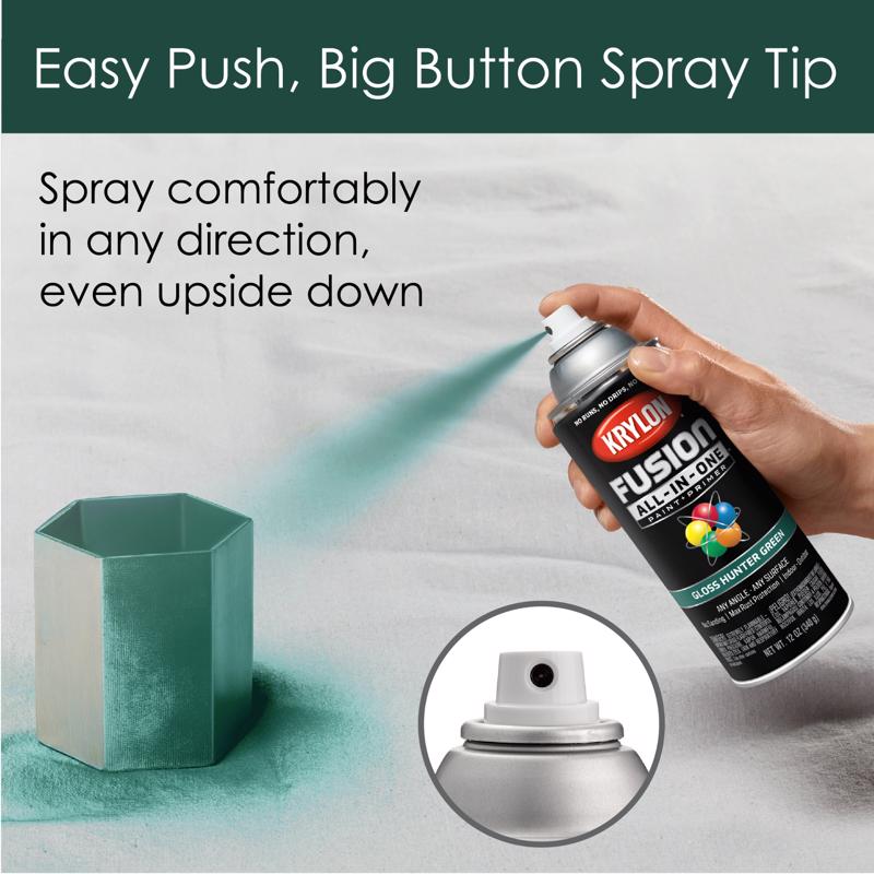 Krylon Fusion All-In-One Gloss Hunter Green Paint+Primer Spray Paint 12 oz