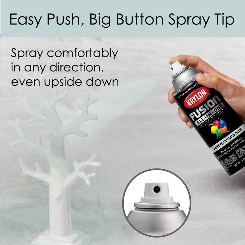 Krylon Fusion All-In-One Matte Vintage Blue Paint+Primer Spray Paint 12 oz