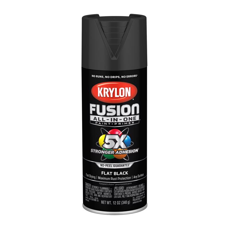 Krylon Fusion All-In-One Flat Black Paint+Primer Spray Paint 12 oz