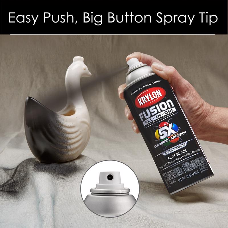 Krylon Fusion All-In-One Flat Black Paint+Primer Spray Paint 12 oz