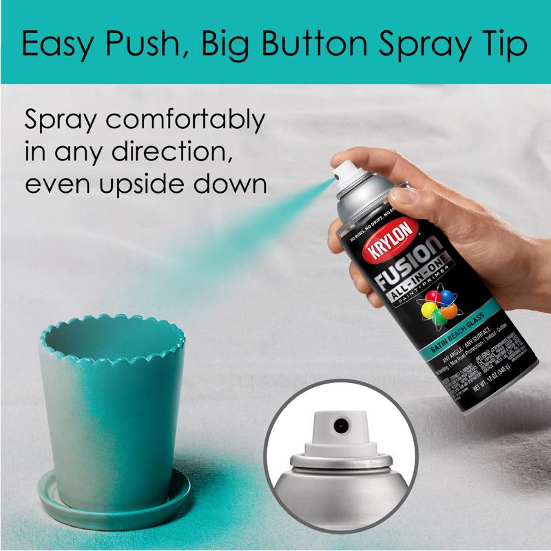 Krylon Fusion All-In-One Satin Beach Glass Paint+Primer Spray Paint 12 oz